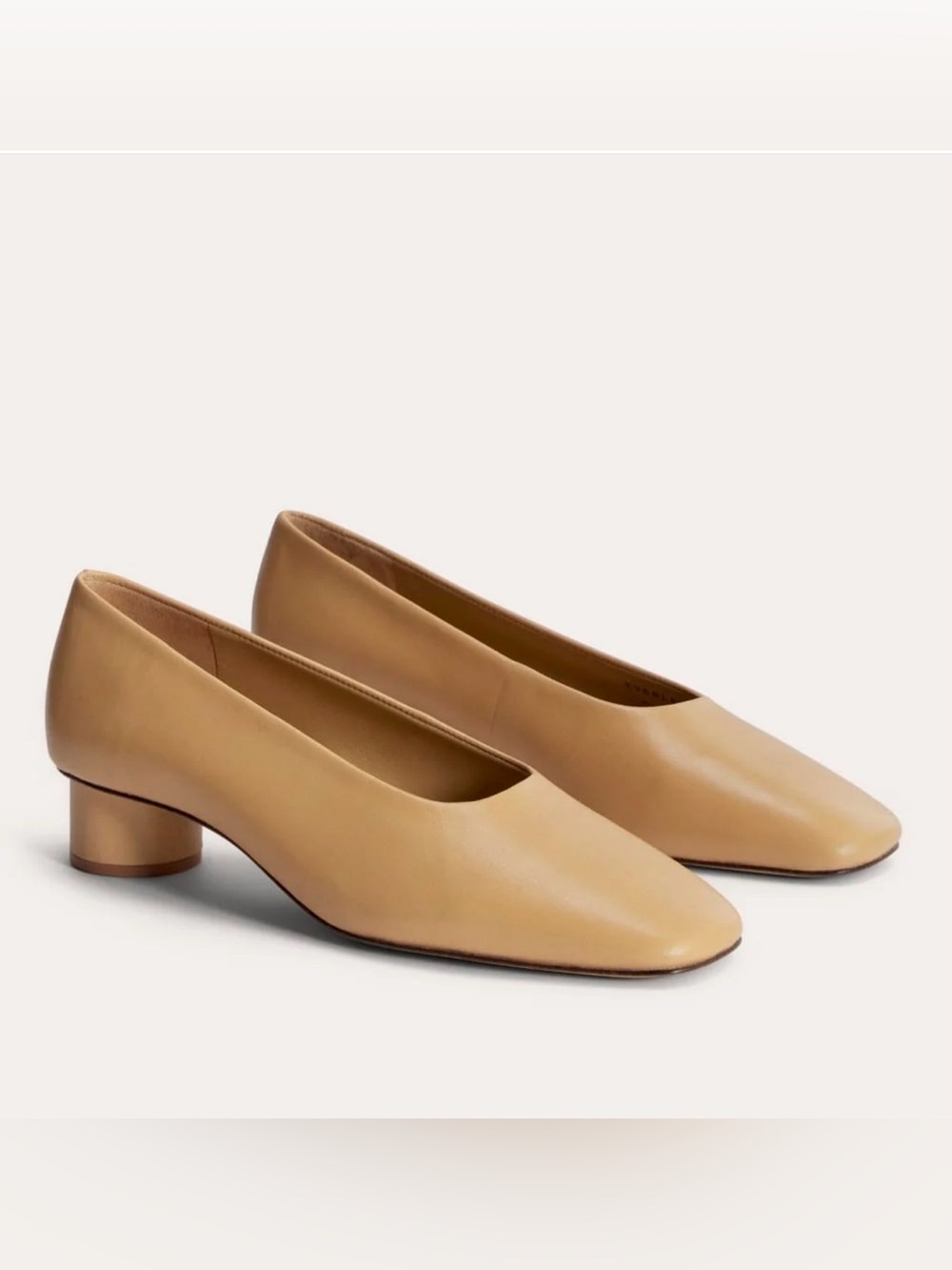 Everlane Tan Leather Low Block Heel Pumps